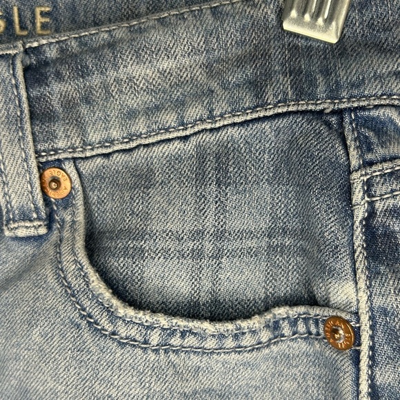 American Eagle Highest Rise Mom Short Blue Plaid Denim Women’s Size 4 Preppy - Picture 4 of 13